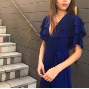 1 State Navy Ruffle Dress